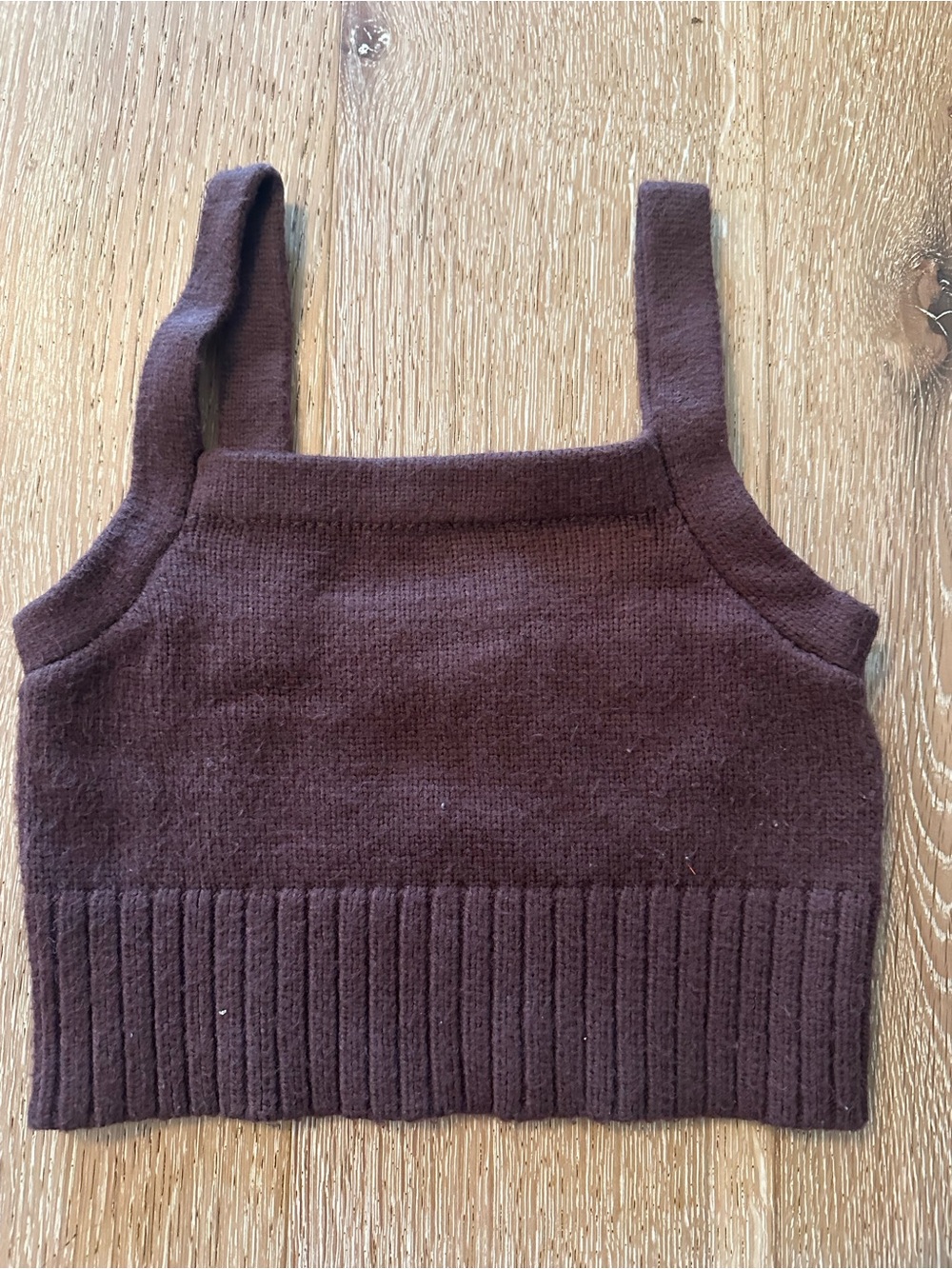 Women's Brown Knit Cropped Tank Sweater